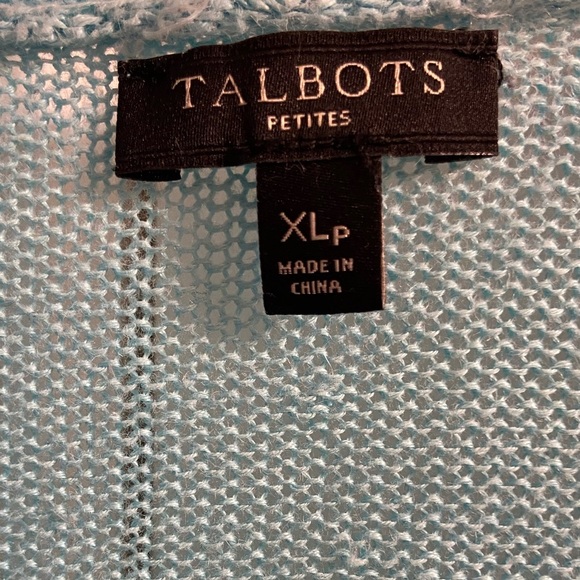 Talbots sweater cardigan open front turquoise linen XL petite - Picture 6 of 7